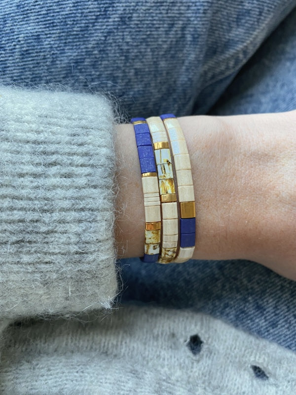 Gaïa beige - cobalt - marbré